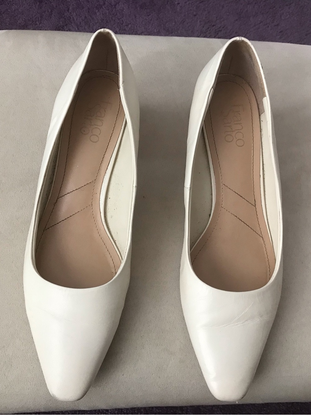 Franco Sarto Off White Leather Pumps- Classic Slip-On